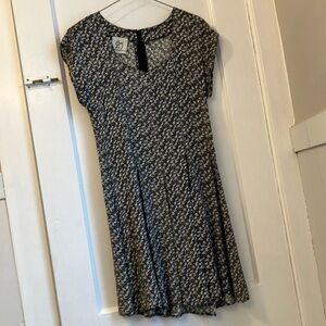 Byer Too!, women’s, rayon, soft, short sleeve, violet and green tapered dress. 5